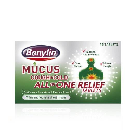 Bild von Benylin Mucus Cough & Cold All In One Relief – 16 Tablets