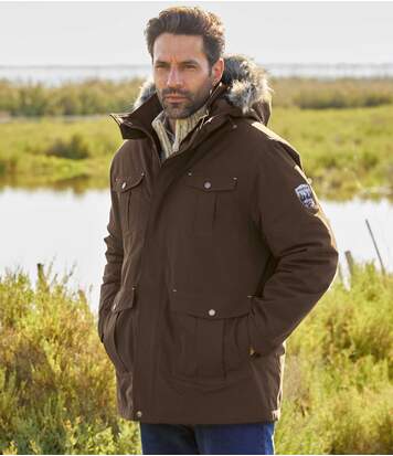 Bild von Atlas for Men Men’s Brown Water-Repellent Parka – Full Zip – Detachable Hood  – BROWN