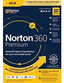 Bild von Symantec Norton 360 Premium 10 Devices – 1Year  Windows – Mac – Android – iOS  75GB Cloud Storage