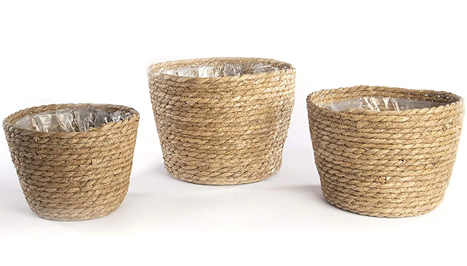 Bild von 3-Piece Assorted Natural Woven Planter Set