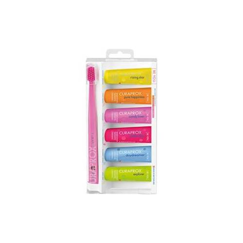 Bild von Curaprox Dental care toothpaste [Be You.] Mixed Set Rising Star 10 ml + Pure Happiness 10 ml + Candy Lover 10 ml + Challenger 10 ml + Daydreamer 10 ml + Explorer 10 ml + Toothbrush CS 5460 Ultra Soft Rot 1 Stk.