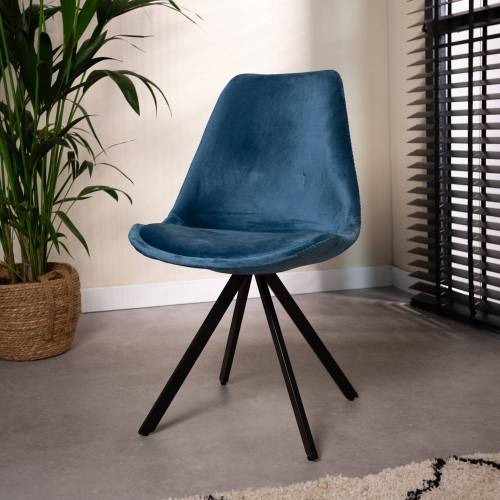 Bild von Furnwise Industrial Dining chair Daisy velvet Blue